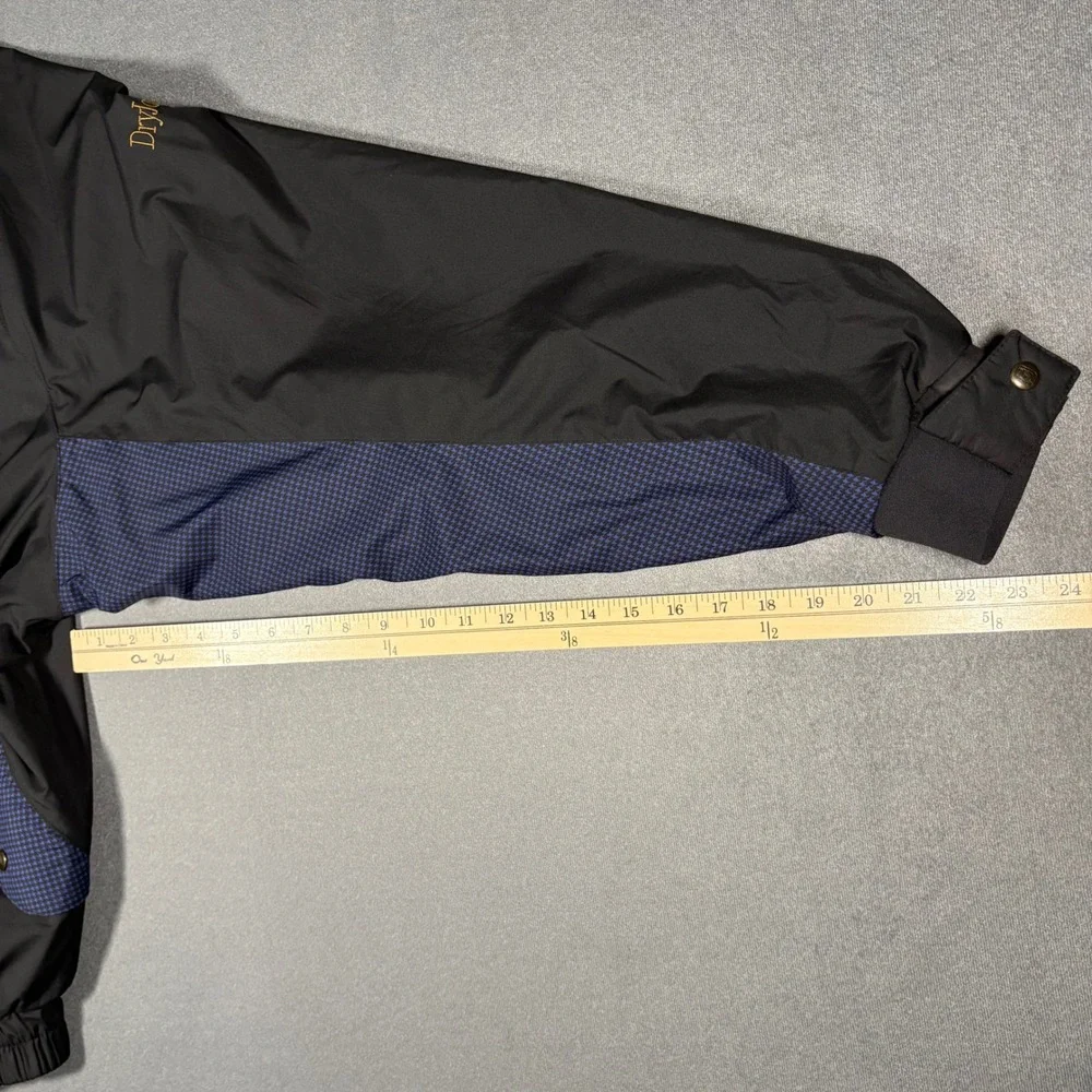 Footjoy DryJoy Water‎ Repel Golf Jacket Full Zip/Button X-Large Navy Plaid/Black